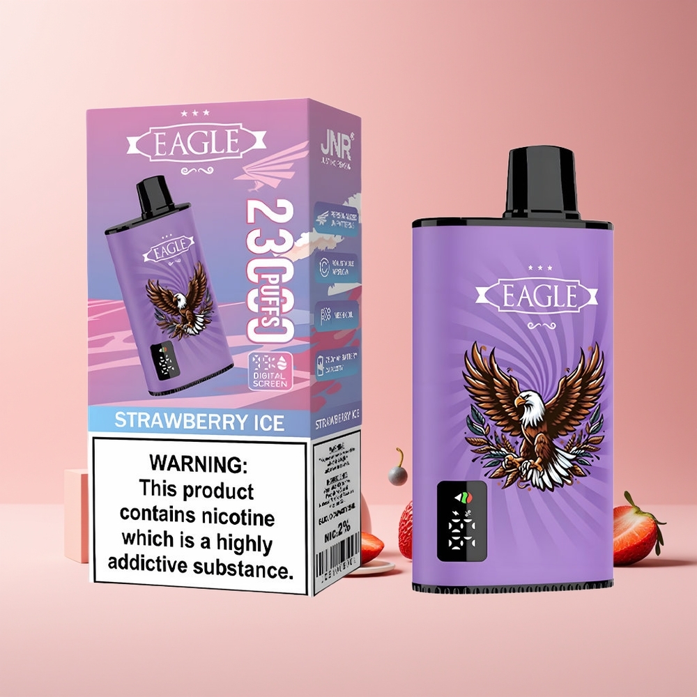 JNR EAGLE Smart 23000 Puffs France grossiste Disposable Vape - Écran Digital, Bobine Mesh 1.0ohm, Airflow Réglable, Glace à la Fraise