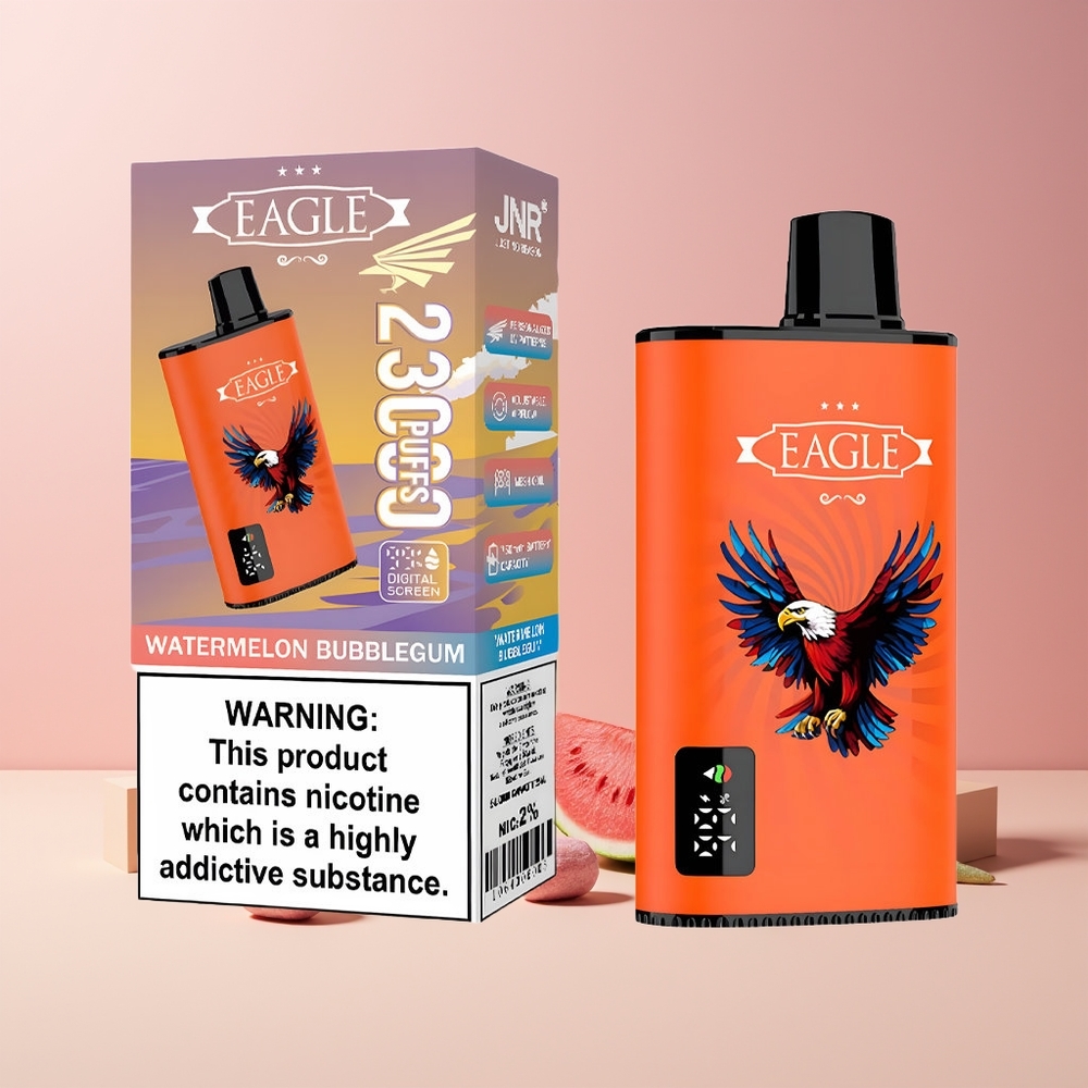 JNR EAGLE Smart 23000 Puffs France grossiste avec écran digital, bobine Mesh 1.0ohm et Pastèque Bubblegum