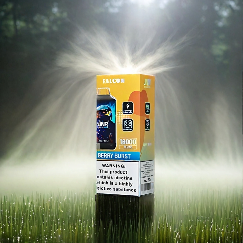 Jnr Falcon 16000 Puffs France Grosiste Avec Berry Burst, double bobine Mesh, affichage LED Intelligent, et recharge Type C
