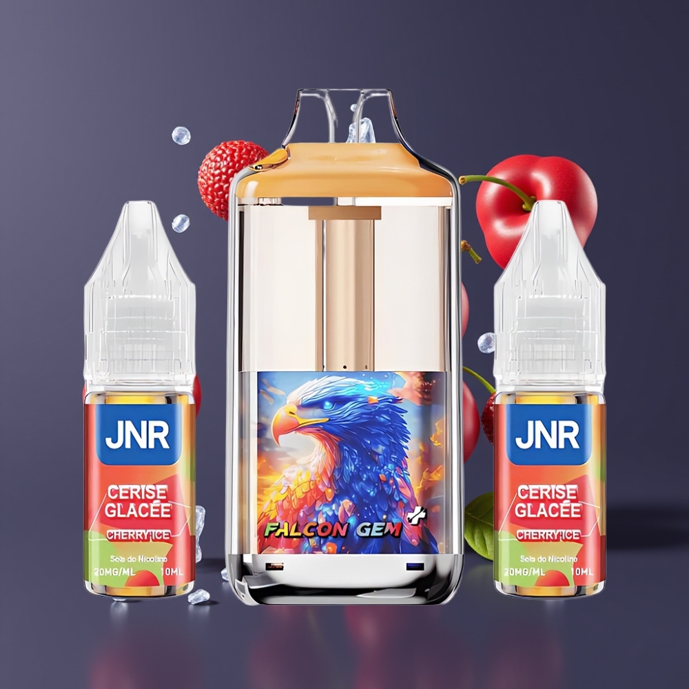 JNR Falcon GEM⁺ 30000 Puffs France grossiste - Rechargeable, Réservoir Visible, 950mAh, Type-C, Glace Cerise