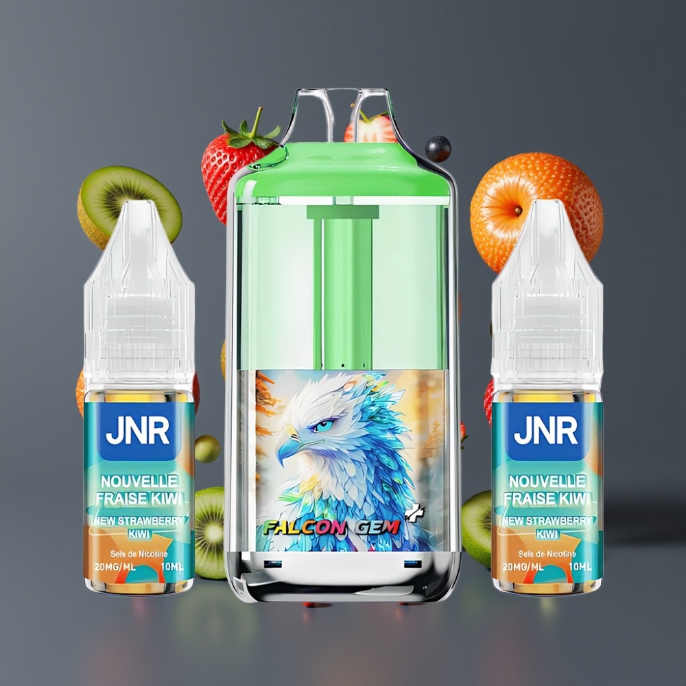 JNR Falcon GEM⁺ 30000 Puffs Pod Vape Rechargeable avec Réservoir Visible, 950mAh, France grossiste – Nouvelle Fraise Kiwi (20 mg/ml)