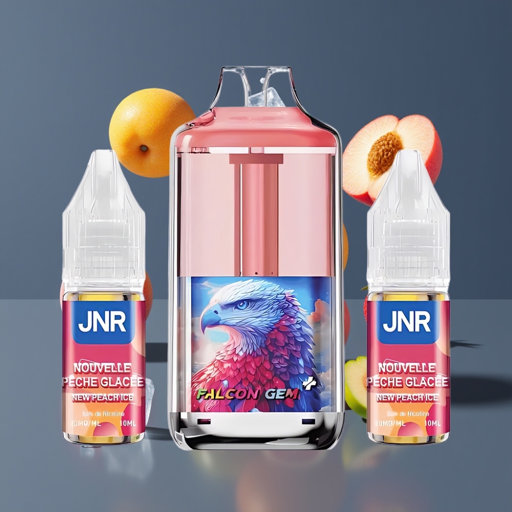 JNR Falcon GEM⁺ 30000 Puffs Rechargeable Pod Vape France grossiste - Réservoir Visible, 950mAh, Type-C, Pêche Glacée