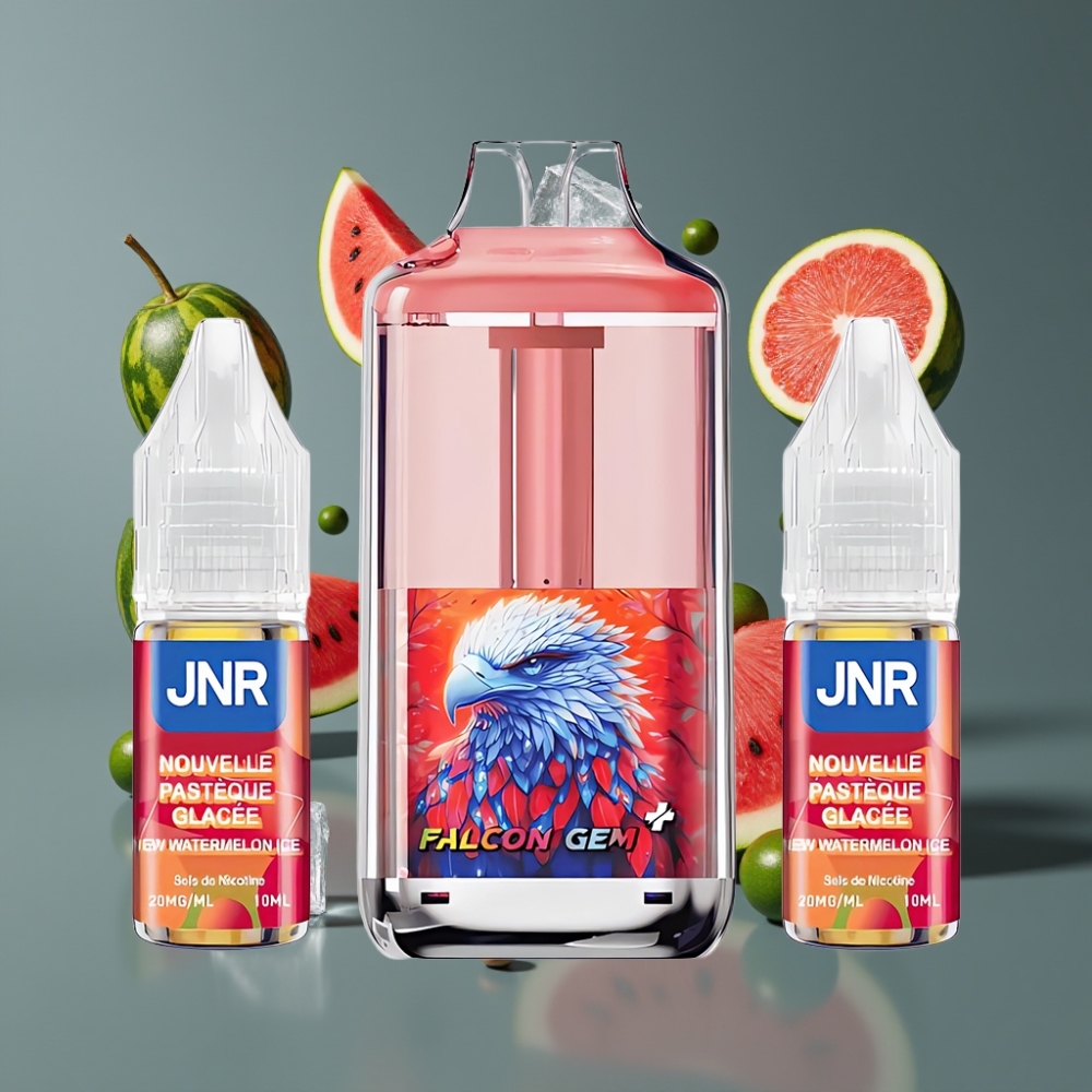 JNR Falcon GEM⁺ 30000 Puffs Rechargeable Pod Vape France grossiste avec Réservoir Visible, 950mAh, Type-C, Glace Pastèque