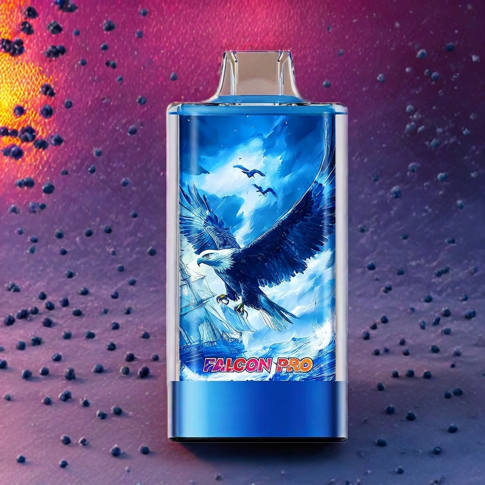 JNR Falcon Pro 28000 France Grossiste - 28000 Puffs, 30ml E-liquide, ﾨﾦcran Intelligent, Double Mesh Coil, Batterie 950 mAh, Port Type-C, Myrtille Glacﾨﾦe