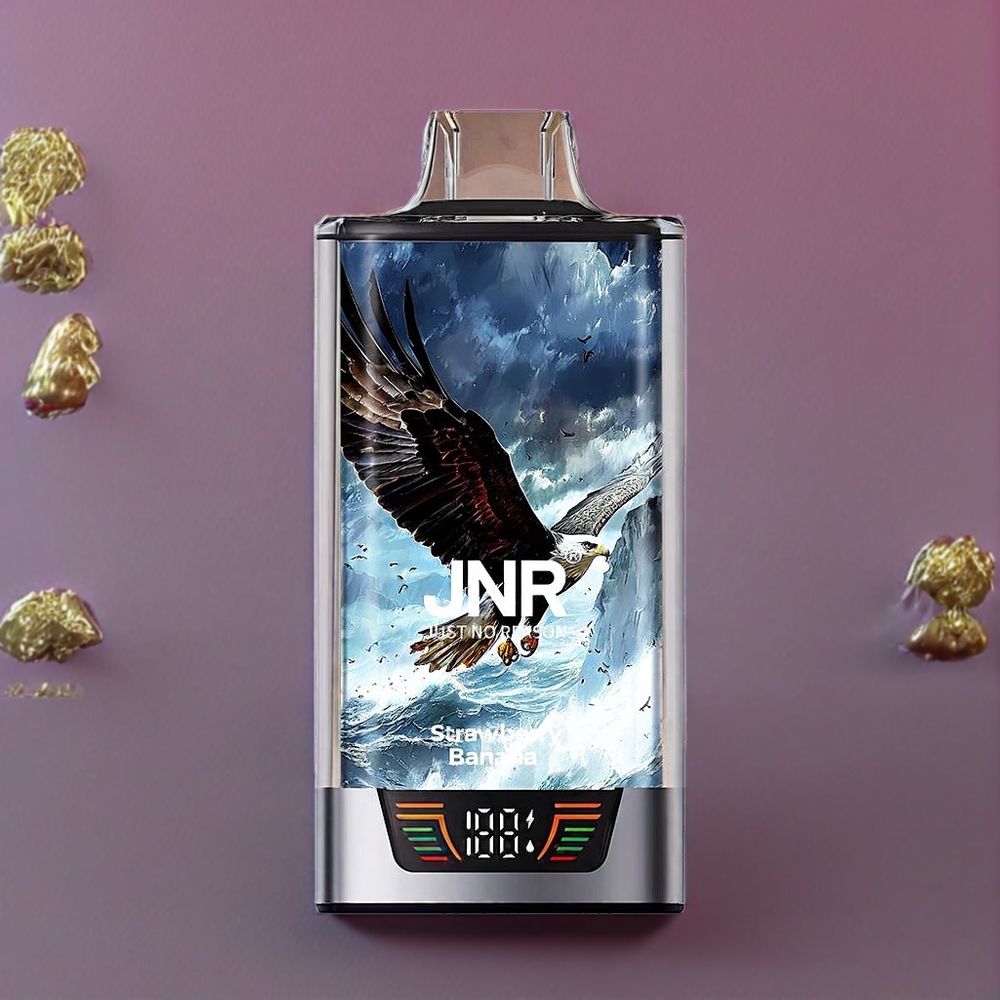 JNR Falcon Pro 28000 France grossiste - 28000 Puffs, 30ml E-liquide, ﾨﾦcran Intelligent, Double Mesh Coil, Batterie 950 mAh, Port Type-C, Fraise Banane