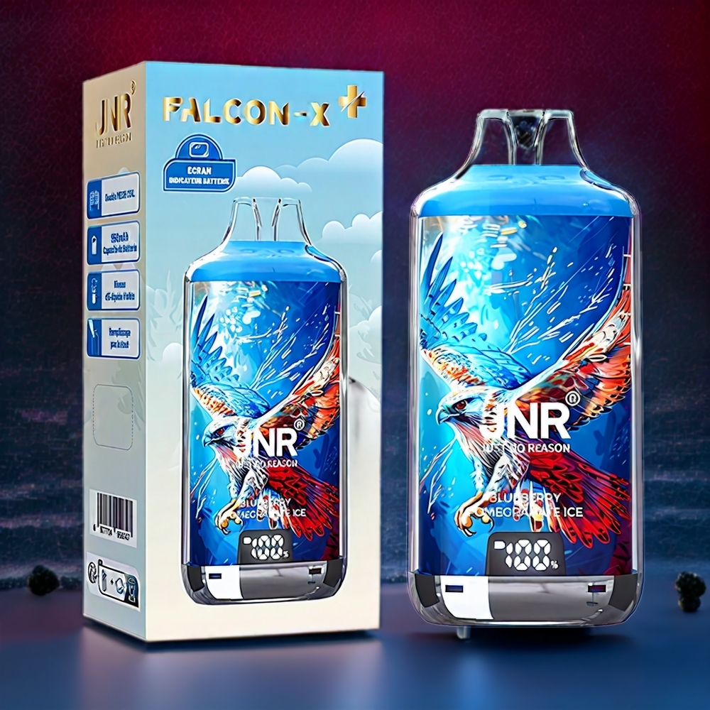 JNR Falcon X? 28000 France grossiste - Niveau de E-Liquide Visible, Rechargeable, 1.2ﾦﾸ Double Mesh, Myrtille Grenade Glace