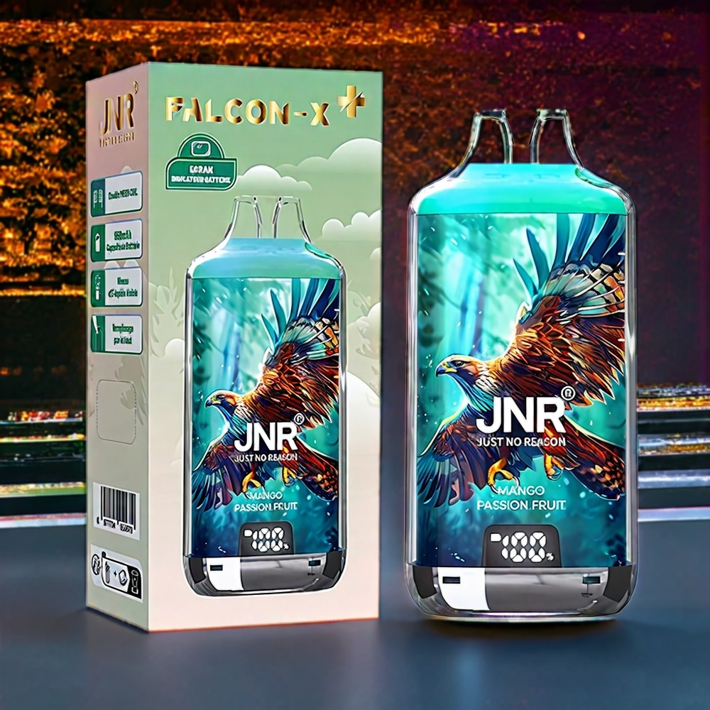 JNR Falcon X? 28000 Puffs Mangue Fruit de la Passion - France grossiste - Niveau de E-Liquide Visible, Rechargeable, ﾨﾦcran Indicateur de Batterie, 950mAh