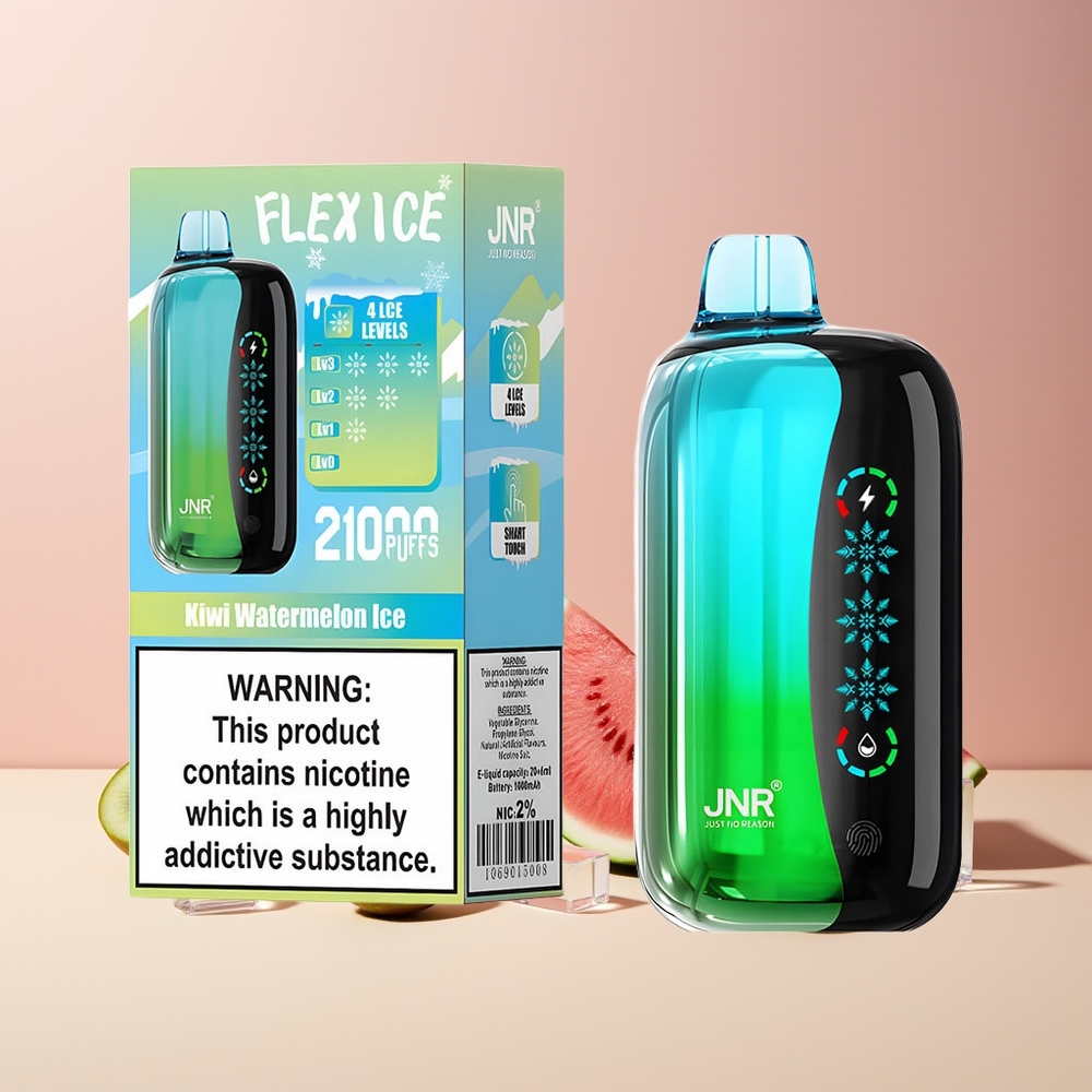 JNR Flex Ice 21000 Puffs France Grossiste – Glace Ajustable, Écran Tactile, Kiwi Pastèque Glacée