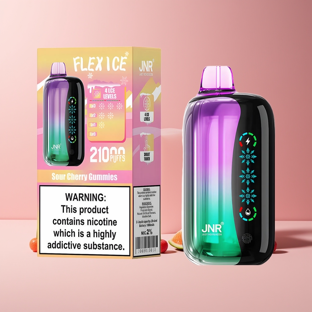 JNR Flex Ice 21000 Puffs France Grossiste - Glace Réglable, Écran Tactile, 26ml, Cerises Acidulées