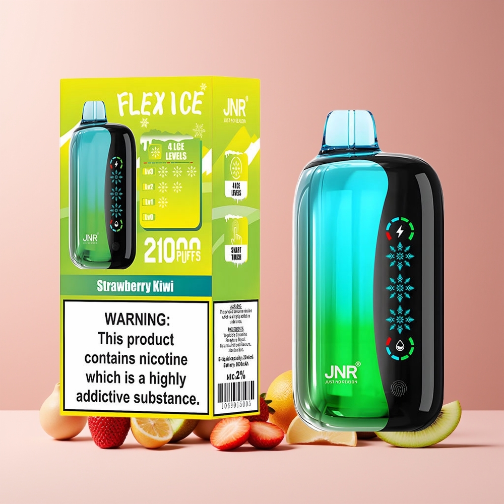 JNR Flex Ice 21000 Puffs France Grossiste – Glace Réglable, Écran Tactile, 26ml E-liquide, Fraise Kiwi