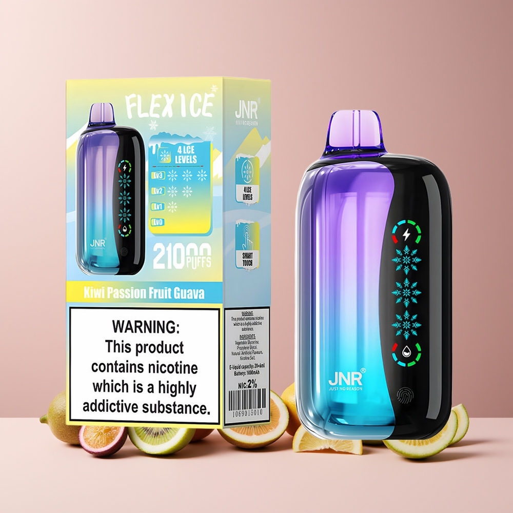 JNR Flex Ice 21000 Puffs France grossiste - Glace Réglable, Écran Tactile, Type-C, Kiwi Fruit de la Passion Goyave