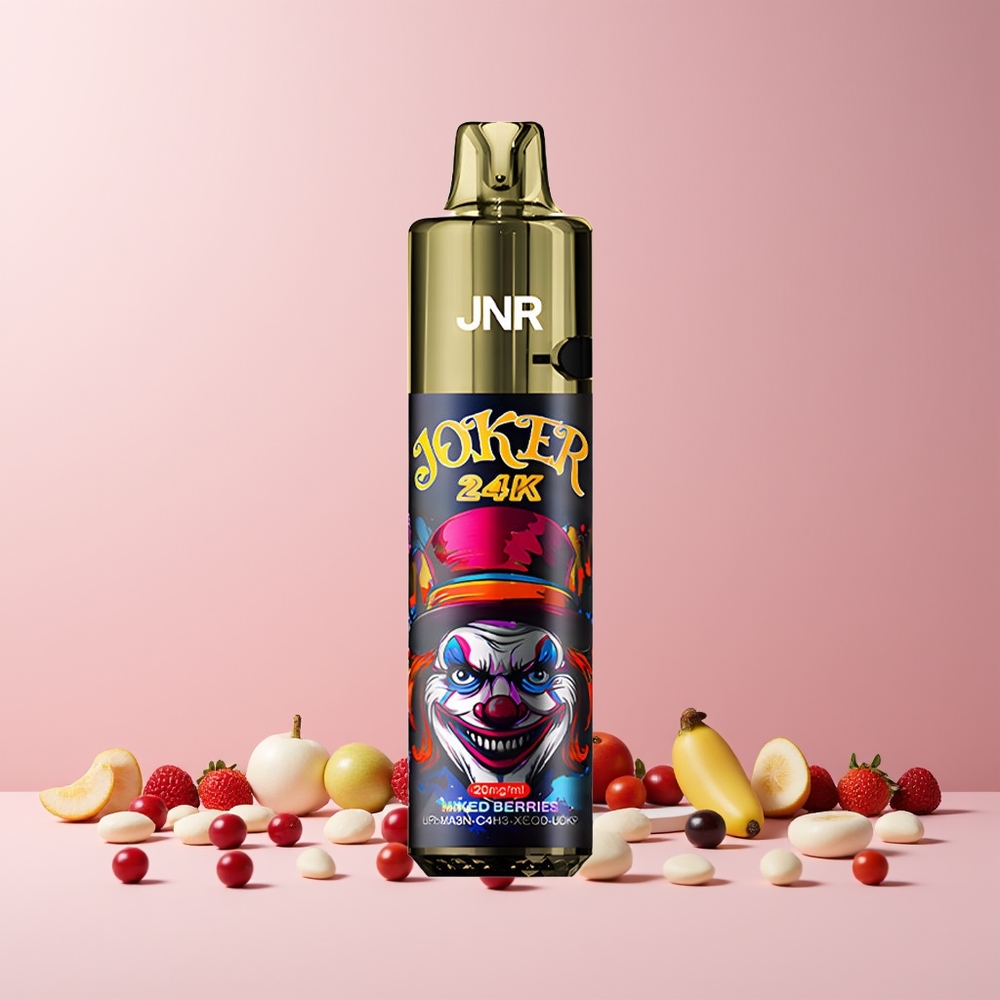 JNR Joker 24K Puffs France Grossiste - E-liquide Visible, Rechargeable 2+10ml, 800mAh, Type-C, Baies Mixtes