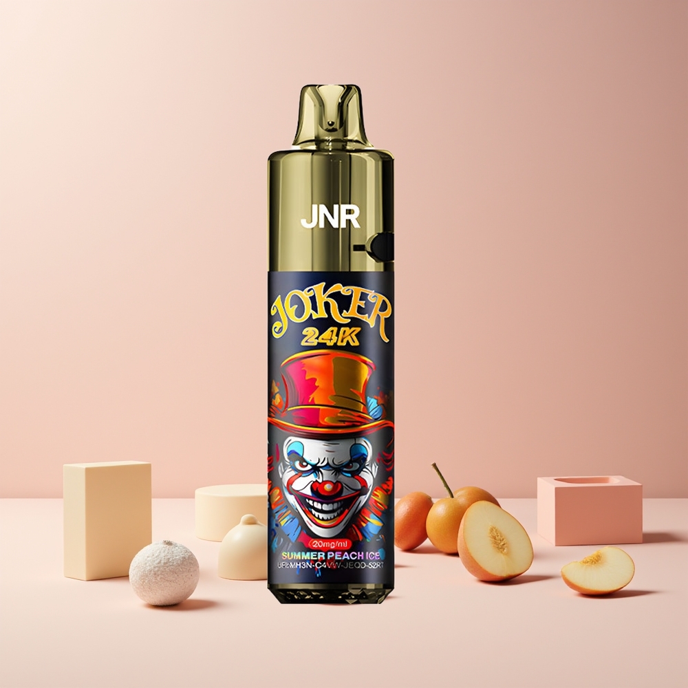 JNR Joker 24K Puffs France grossiste - Pod Rechargeable 2+10ml, Niveau de Liquide Visible, 800mAh, Pêche Glacée d'Été, 2% Nicotine