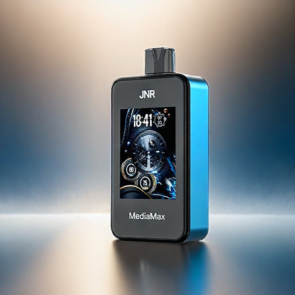 JNR MediaMax 40000 Aspirations France Grosiste - Mode Régulier: 40000 Aspirations, Mode Pulse: 20000 aspirations, batterie: 1000mAh, e-liquide: 21 ml, Teneur en Nicotine: 5%, Bobine: double mail glacé