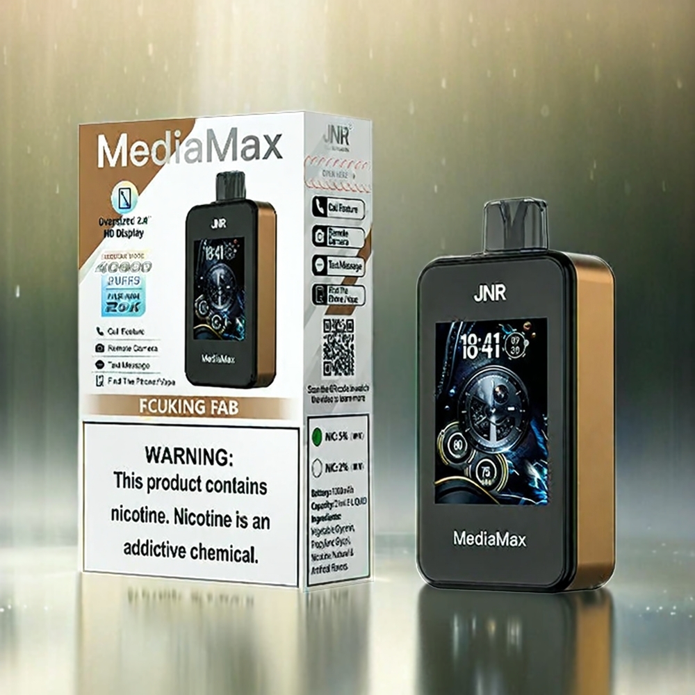 JNR MediaMax 40000 Puffs France Grosiste - 21 ml, 1000mAh, double maillage, charge Rapide Type-C, 5% de nicotine, Écran HD 2,4 "