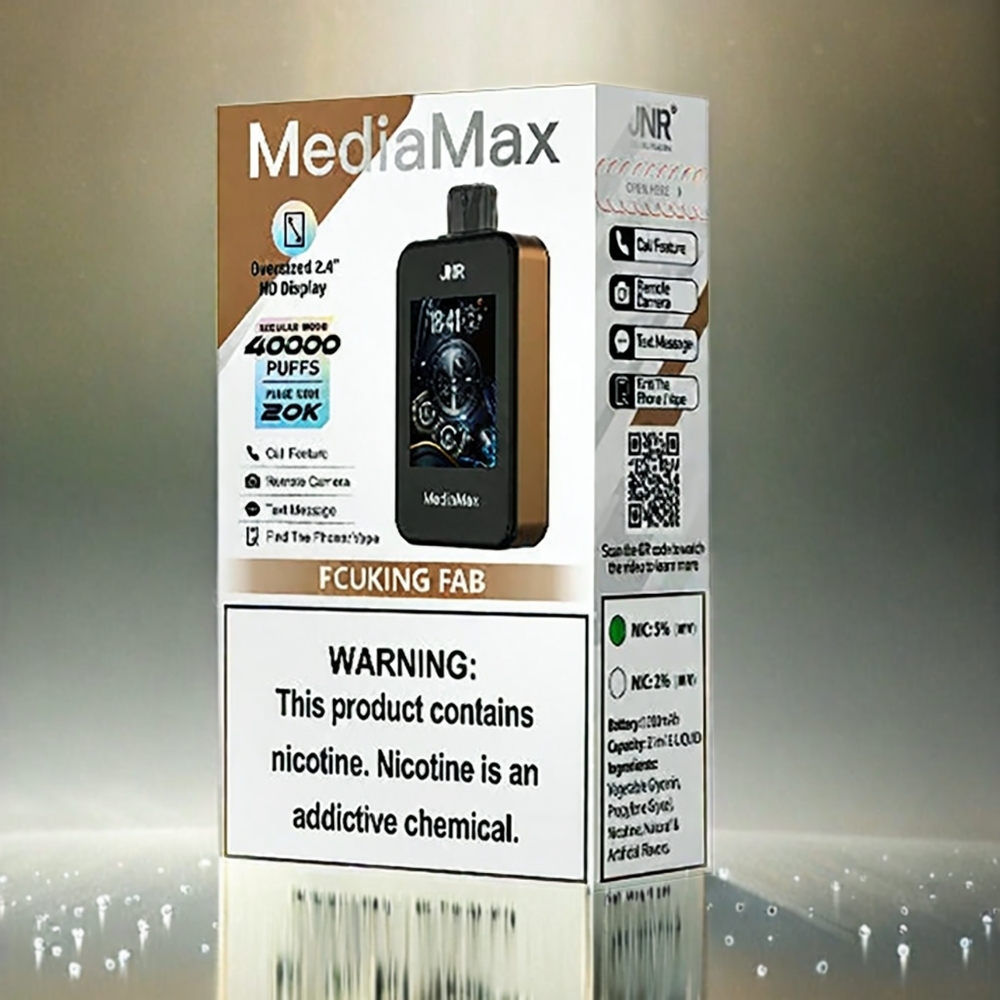 JNR MediaMax 40000 Puffs France Grosiste - 21 ml, 1000mAh, double maillage, charge Rapide Type-C, 5% de nicotine, Écran HD 2,4 