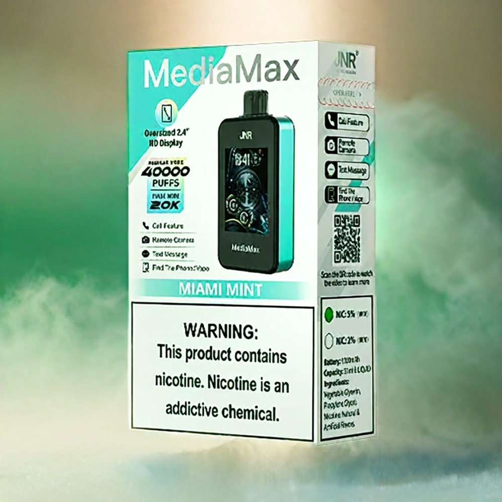 JNR MediaMax 40000 Puffs France Grosiste - 21ml 5% Mode Régulier / Pulse - Miami Menthe