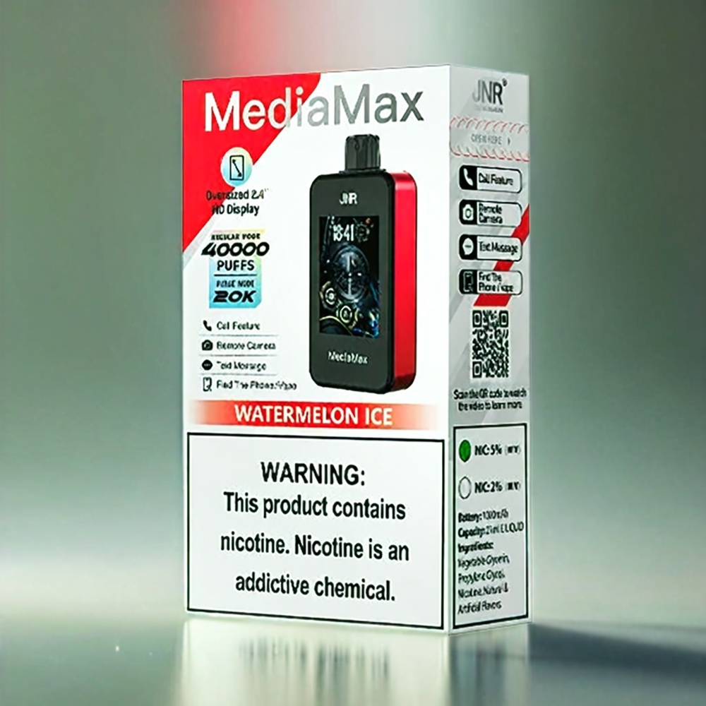 JNR MediaMax 40000 Puffs France Grosiste - 40000 bouffés, batterie 1000mAh, Glace Pastèque