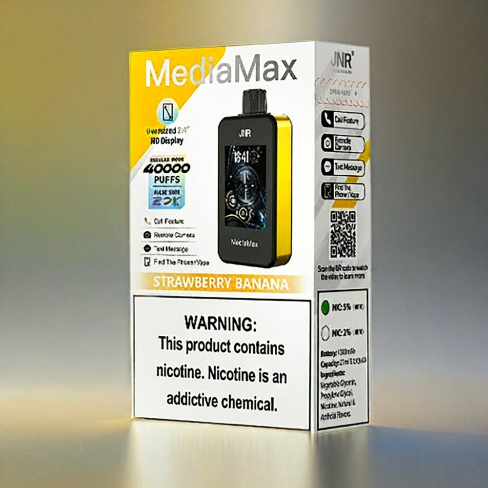JNR MediaMax 40000 Puffs France Grosiste - Fense Banane, 21 ml, 1000mAh, bobine à double filet, charge Rapide Type-C