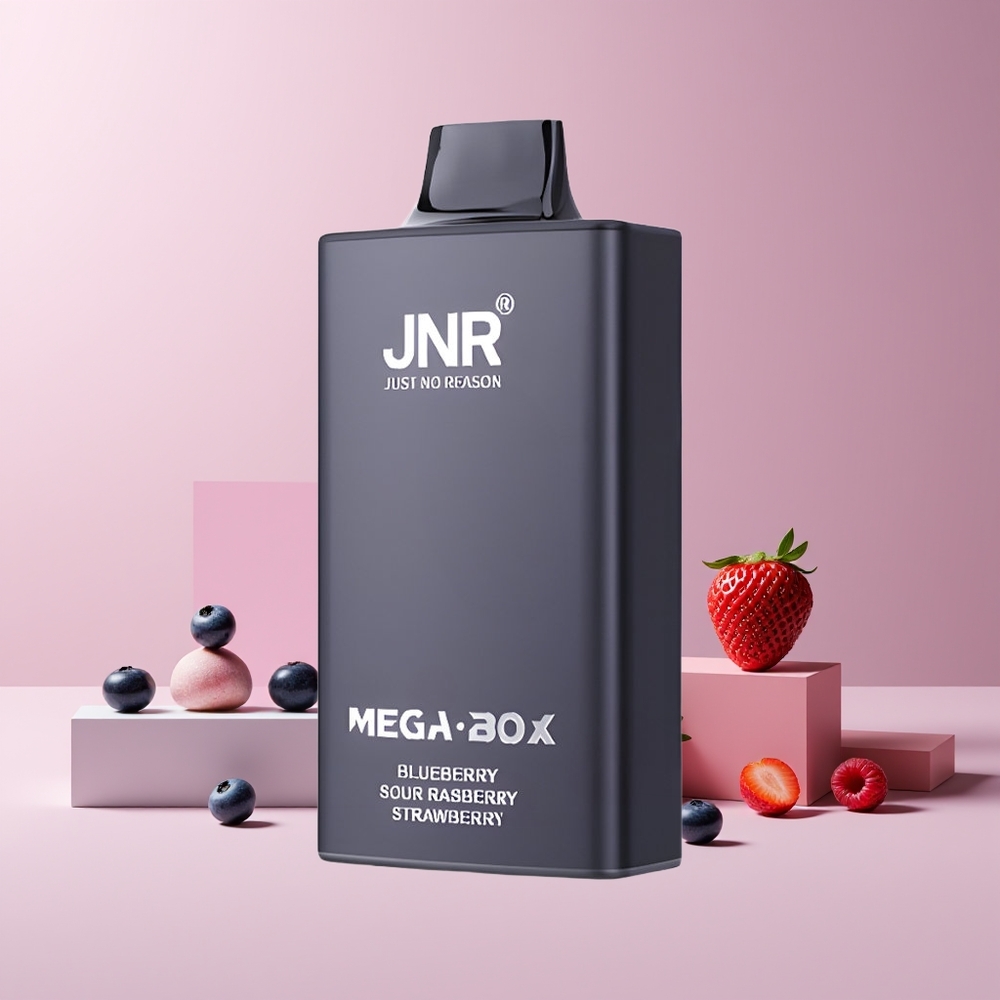 JNR Mega Box 25000 Puffs France Grossiste - 30ml E-Liquide, Batterie 850mAh, Charge Rapide Type-C, Myrtille Framboise Aigre Fraise