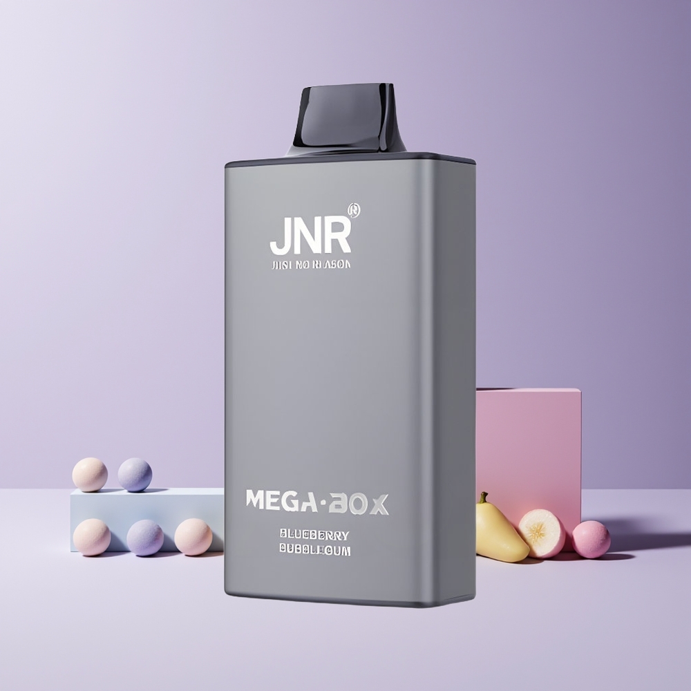 JNR Mega Box 25000 Puffs France Grossiste - 30ml E-liquide, 850mAh, Double Mesh Coil, Charge Rapide Type-C, Bubblegum Myrtille