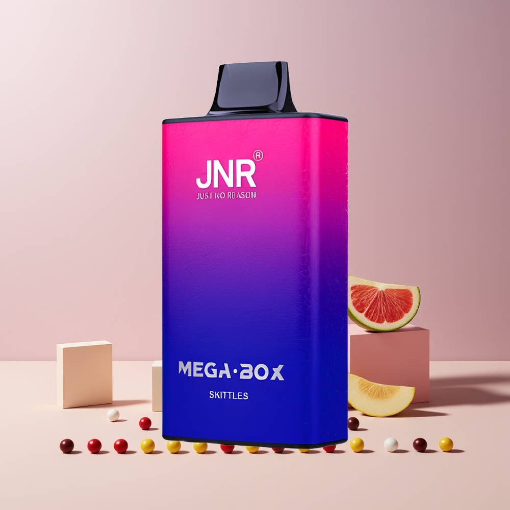 JNR Mega Box 25000 Puffs France Grossiste - 30ml E-liquide, Batterie 850mAh, Double Mesh Coil, Charge Rapide Type-C, Arôme Skittles (Bonbons)