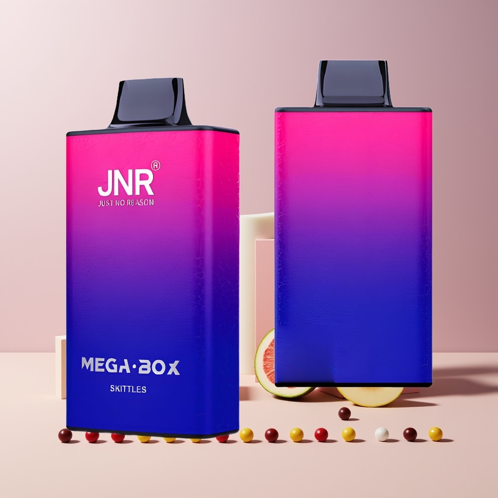 JNR Mega Box 25000 Puffs France Grossiste - 30ml E-liquide, Batterie 850mAh, Double Mesh Coil, Charge Rapide Type-C, Arôme Skittles (Bonbons)