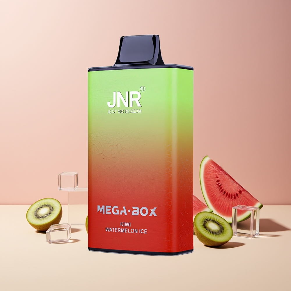JNR Mega Box 25000 Puffs France Grossiste - 30ml E-liquide, Batterie 850mAh, Double Mesh Coil, Charge Rapide Type-C, Kiwi Pastèque Glacée