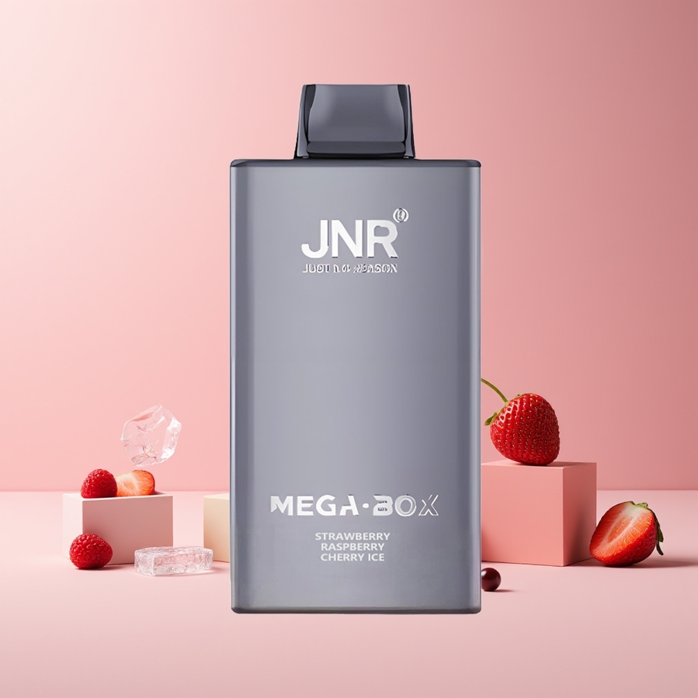 JNR Mega Box 25000 Puffs France grossiste - E-liquide 30ml, Batterie 850mAh, Double Mesh Coil - Fraise Framboise Cerise Glace