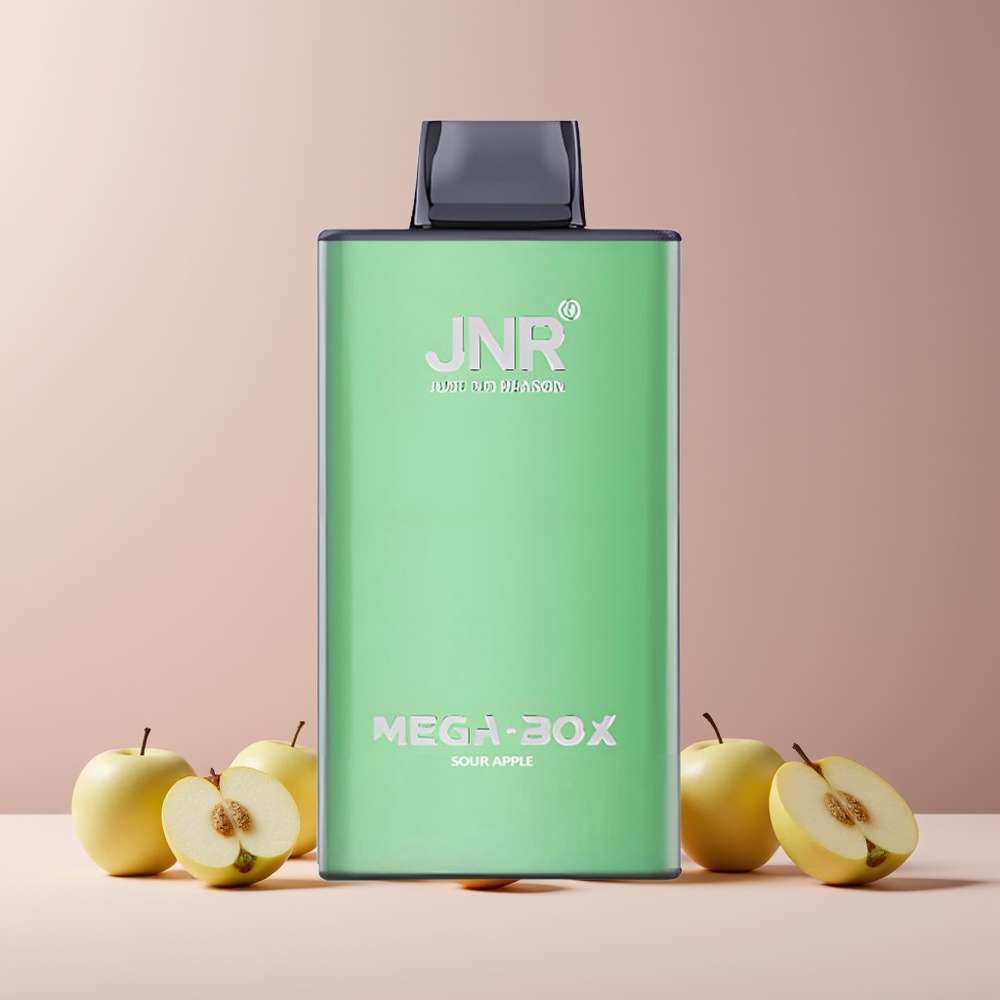 JNR Mega Box 25000 Puffs France grossiste – Pomme Acidulée – 30ml E-liquide – Batterie 850mAh – Double Mesh Coil