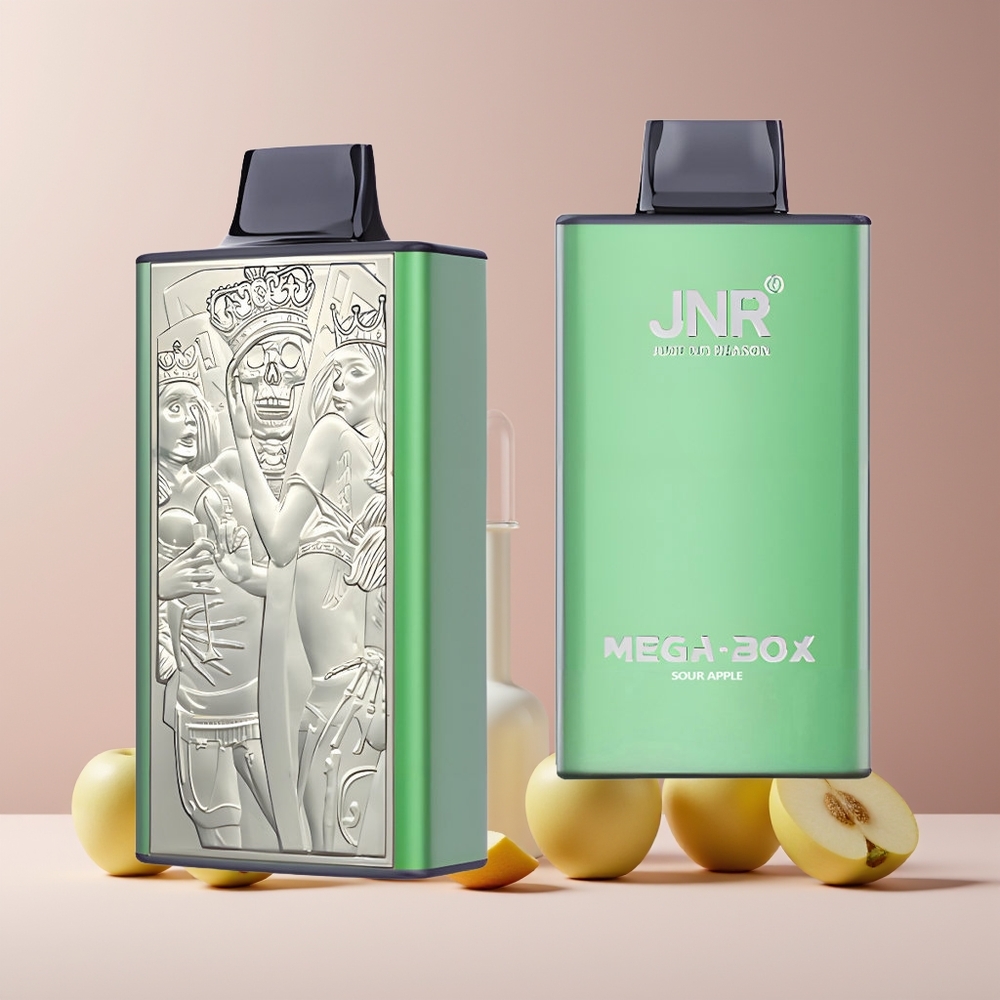 JNR Mega Box 25000 Puffs France grossiste – Pomme Acidulée – 30ml E-liquide – Batterie 850mAh – Double Mesh Coil