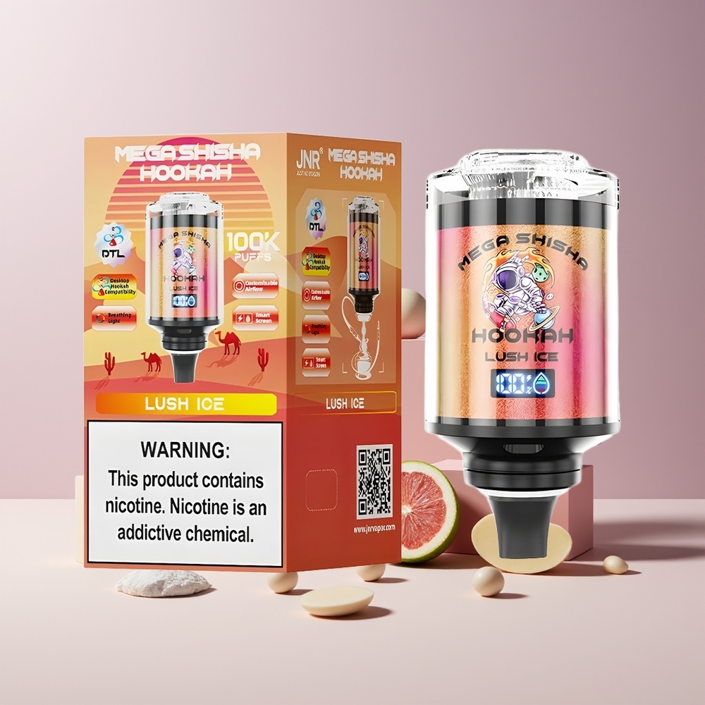 JNR Mega Shisha Hookah 100K France Grossiste Compatibilité Bureau 2200mAh Glace Luxuriante