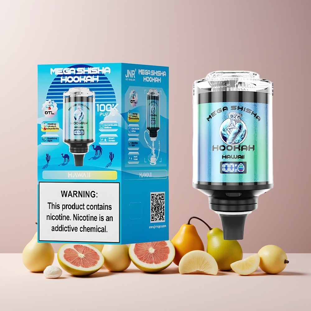 JNR Mega Shisha Hookah Desktop Compatibilité France Grossiste - 100 000 Puffs, 60ml Capacité, Écran Intelligent, Batterie 2200mAh