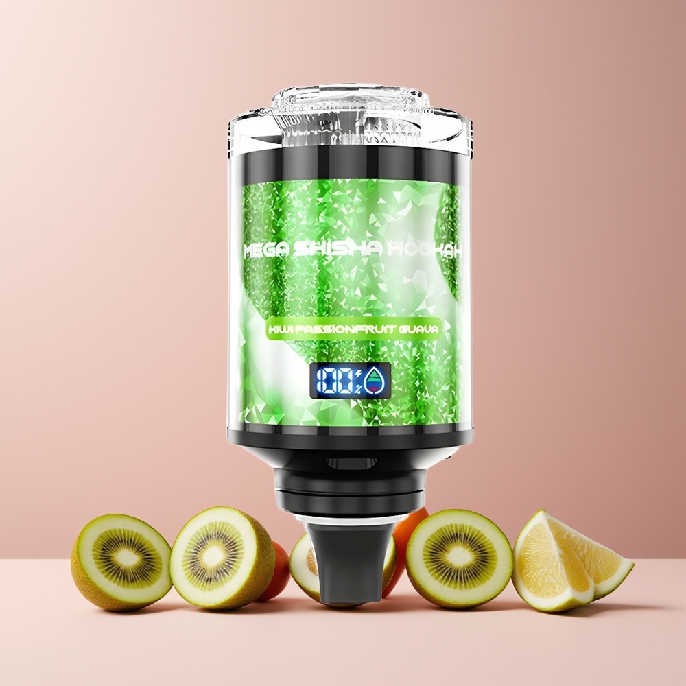 JNR Mega Shisha Hookah France grossiste - Compatibilité Bureau 100K, Écran Intelligent, 60ml, Type-C, Kiwi Fruit de la Passion Goyave