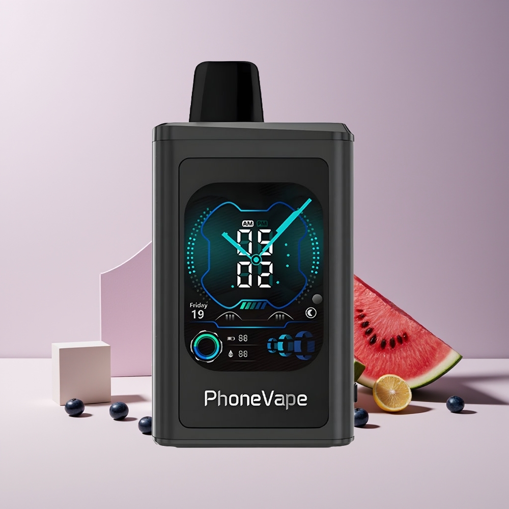 JNR PhoneVape 30000 bouffées France grossiste - Batterie 850mAh Rechargeable Type-C, Mode Turbo, Écran Complet, Myrtille Pastèque (Blueberry Watermelon)