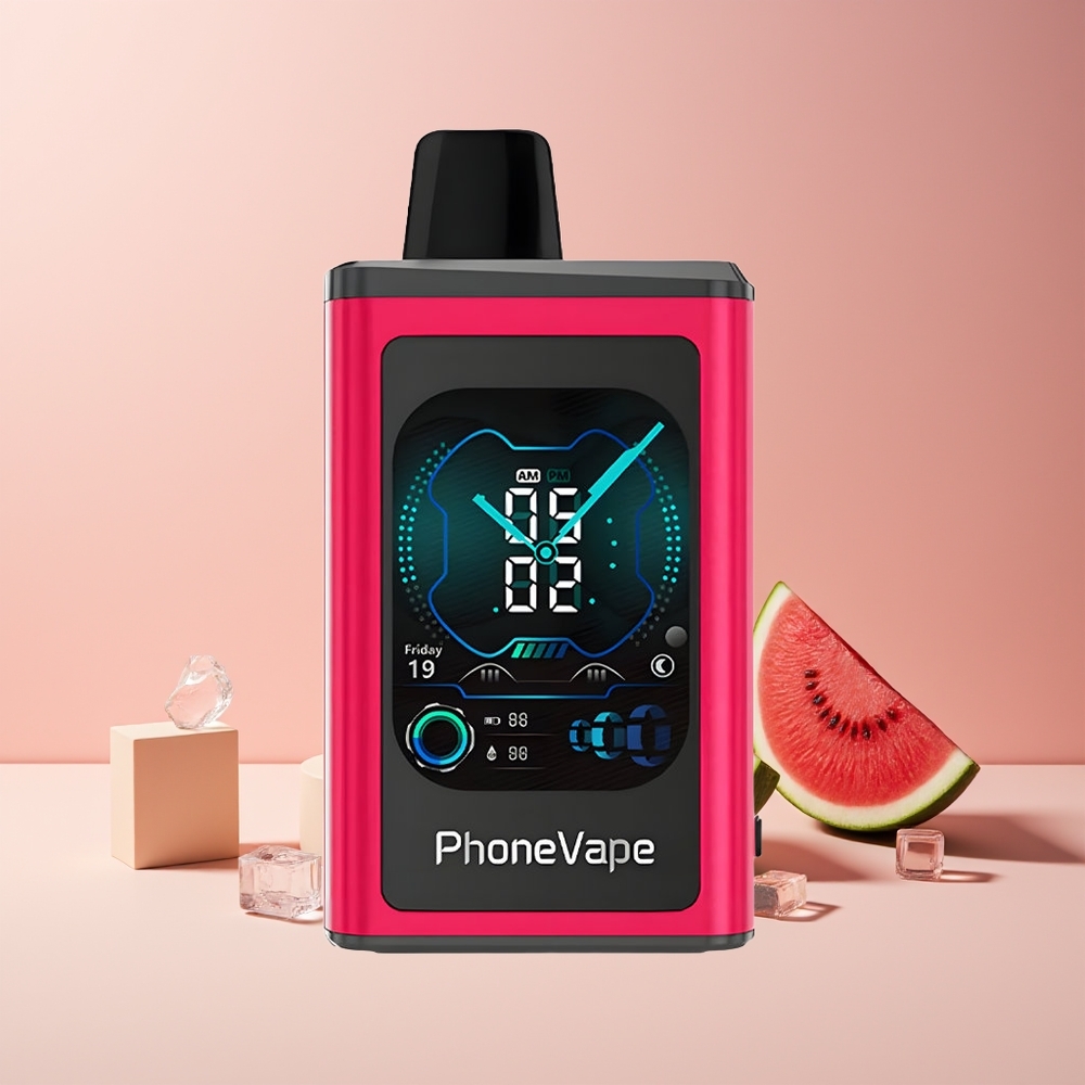 JNR PhoneVape 30000 bouffées France grossiste - Batterie Rechargeable 850mAh Type-C, Mode Turbo, Écran Complet, Glace Pastèque