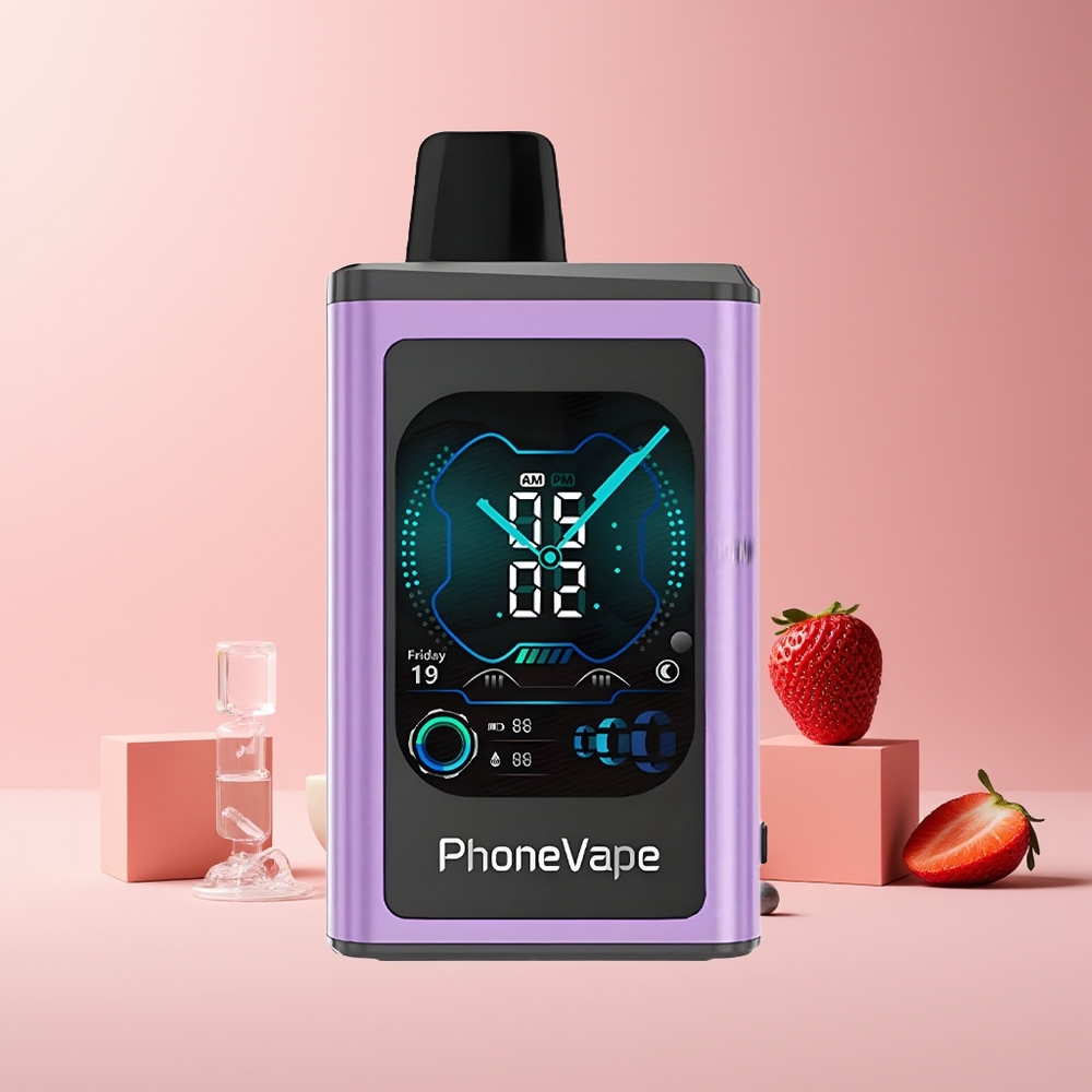 JNR PhoneVape 30000 bouffées France grossiste - Batterie rechargeable 850mAh Type-C, Mode Turbo, Glace à la Fraise