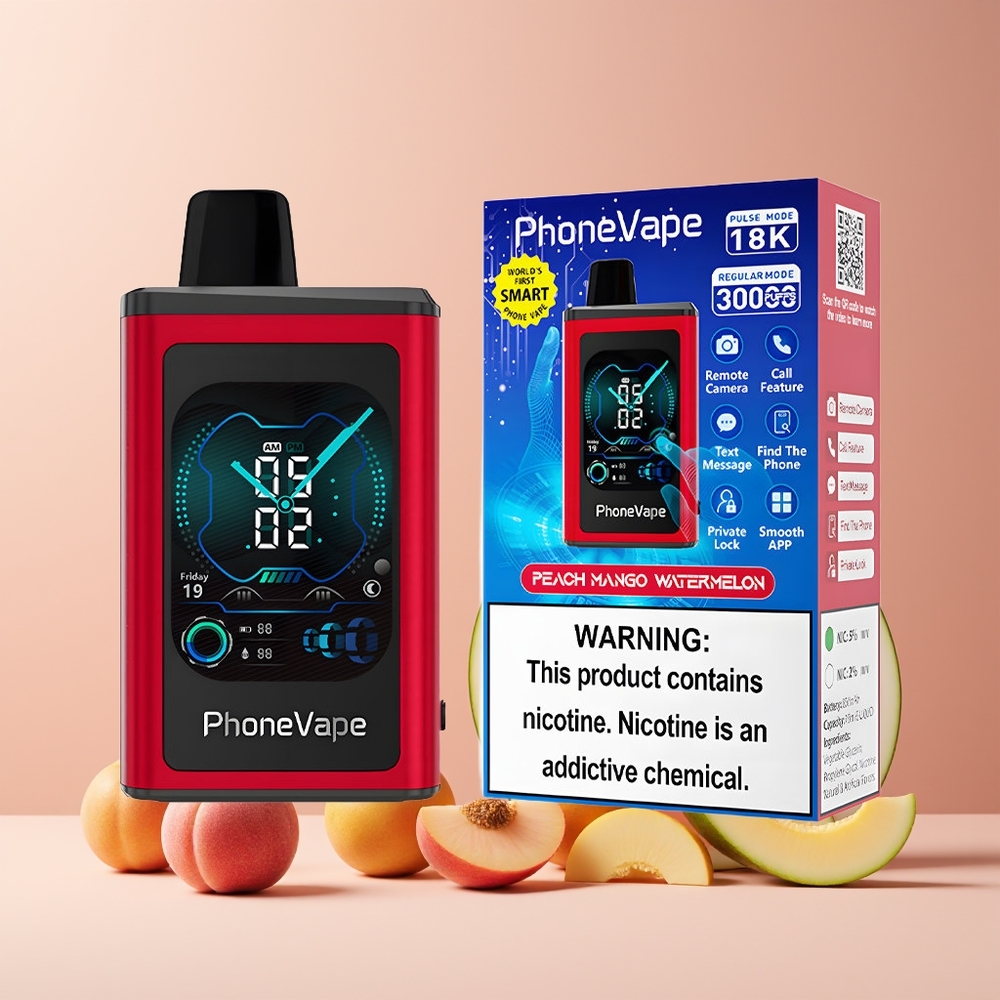 JNR PhoneVape 30000 bouffées France grossiste – Rechargeable Type-C, Mode Turbo, Contrôle par App, Pêche Mangue Pastèque