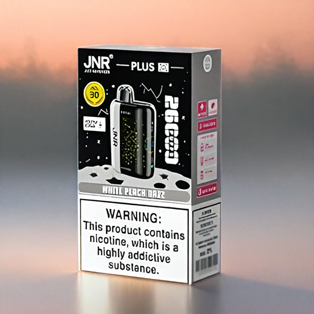 JNR Plus-X 26000 Puffs France Grosiste - 850 mAh, 28 ml, double mailles, charge de type C, Écran 3d Courbe, Pêche Blanche FraMBoise