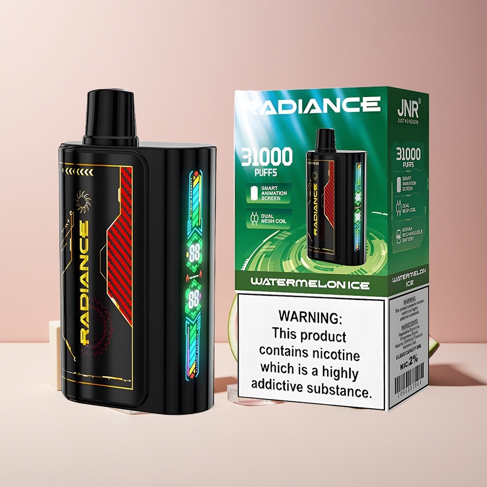 JNR Radiance 31000 Bouffées France Grossiste - Écran Intelligent, Double Mesh Coil, Pastèque Glacée