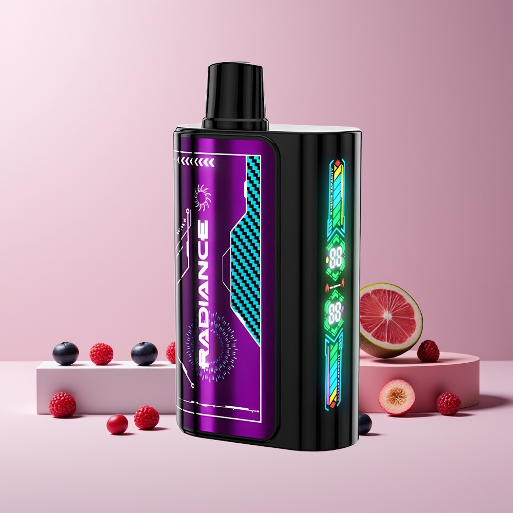 JNR Radiance 31000 Puffs France Grossiste - Ecigarette Jetable avec Écran Animé Intelligent, Double Mesh Coil et Batterie Rechargeable 950 mAh - Myrtille Framboise Acidulée