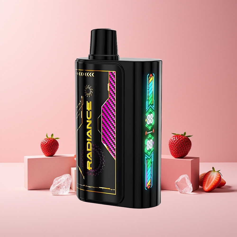 JNR Radiance 31000 Puffs France Grossiste - Écran Animé Intelligent, Double Mesh Coil, Batterie Rechargeable 950 mAh, Fraise Glacée