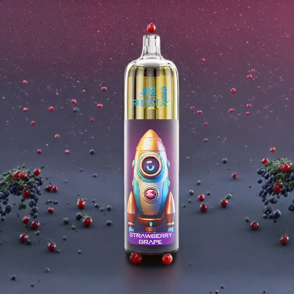 JNR Rocket X 12400 Puffs Fraise Raisin - Compact, Rechargeable Type-C, LEDs RGB, Contr?le d'Airflow, France Grossiste