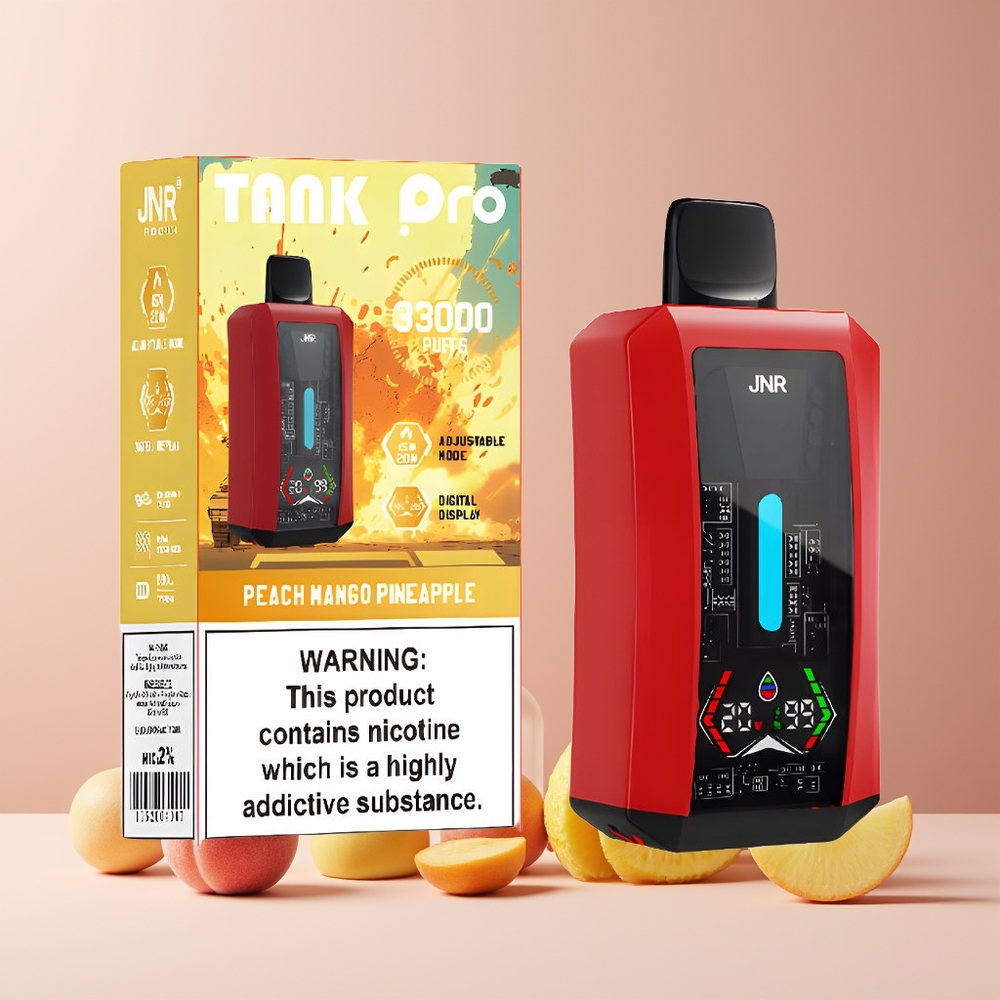 JNR Tank Pro 33000 Puffs France Grossiste – 28ml, Double Mesh, 15W/20W, Pêche Mangue Ananas