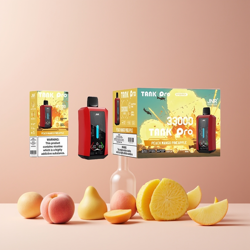 JNR Tank Pro 33000 Puffs France Grossiste – 28ml, Double Mesh, 15W/20W, Pêche Mangue Ananas