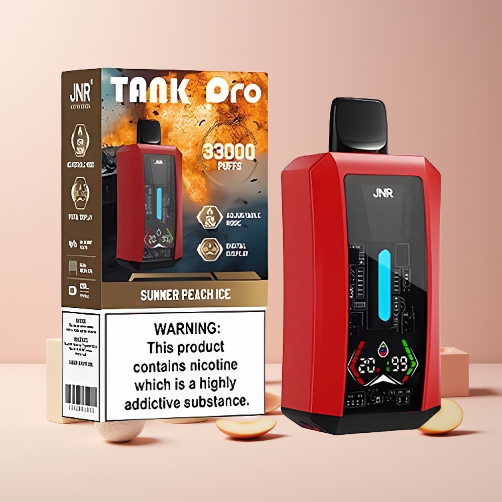 JNR Tank Pro 33000 Puffs France Grossiste - 28ml Ecran Digital Double Mesh Coil - Pêche Glacée d'Été