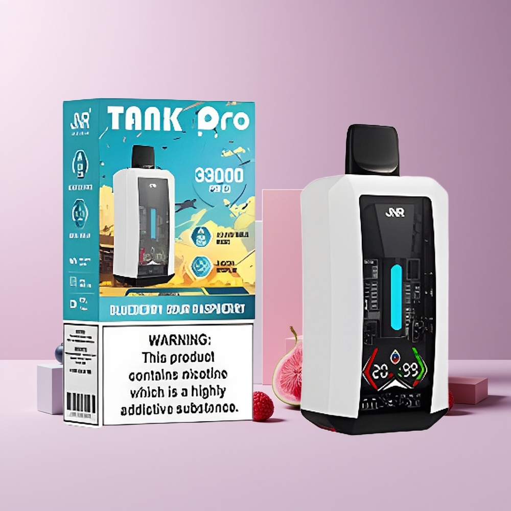 JNR Tank Pro 33000 Puffs France Grossiste - 28ml Ecran Numérique, Double Bobine Mesh, 850mAh, Type-C, Myrtille Framboise Acidulée