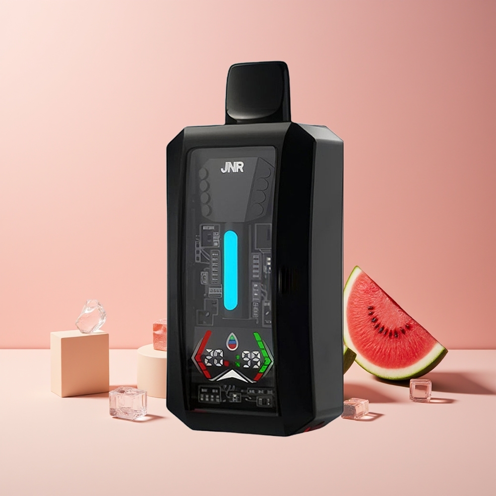 JNR Tank Pro 33000 Puffs France Grossiste - Affichage Numérique, Double Mesh, 28ml, Pastèque Glacée