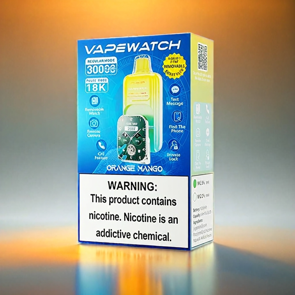 JNR Vape Watch 30000 Bouffés France Grosiste - Orange Mangue (30 000 bouffés, batterie 1000mAh, 19ml, 5% de nicotine)