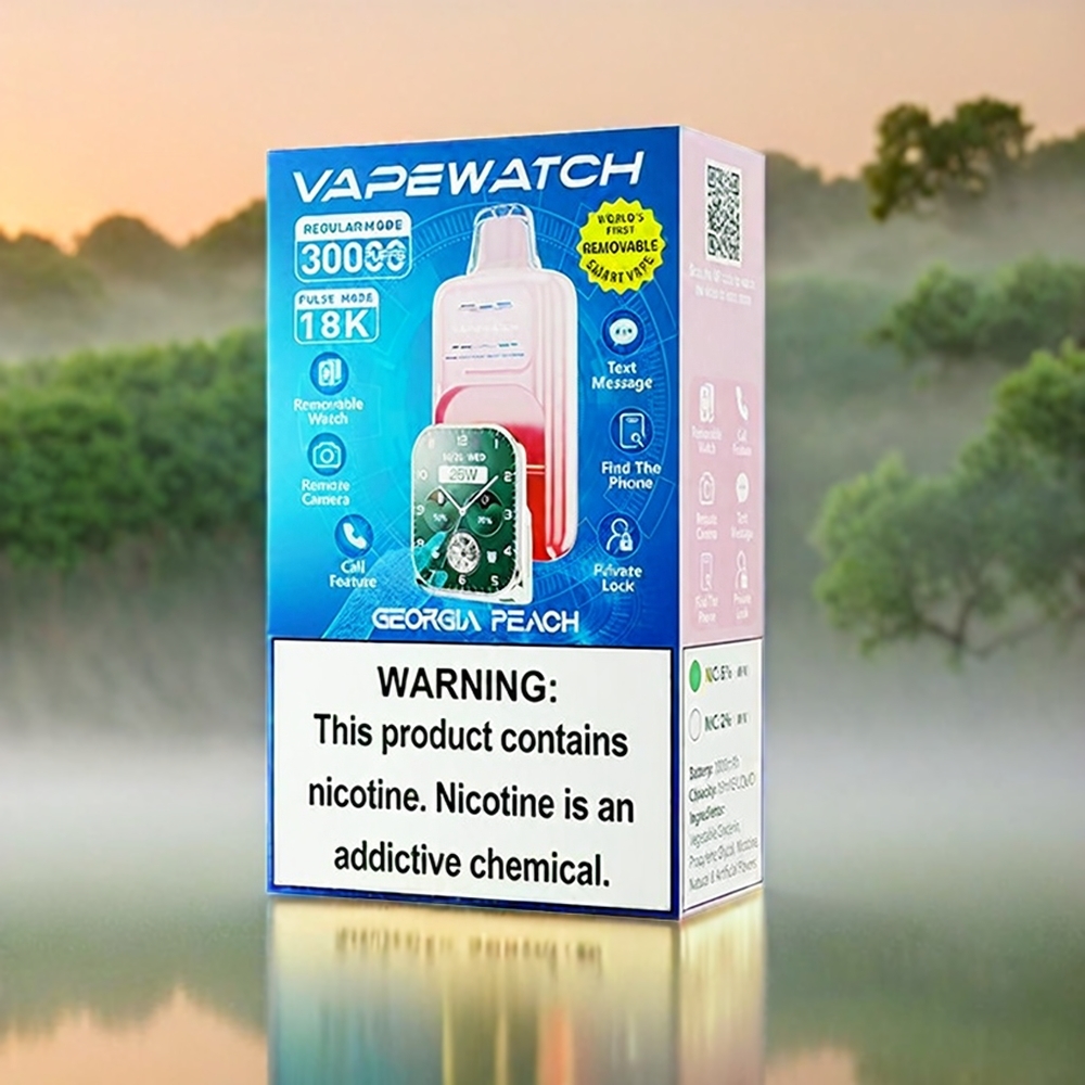 JNR Vape Watch 30000 Puffs France Grosiste - 30 000 bouffés, 19 ml, 5% de nicotine, Pêche de Géorgie
